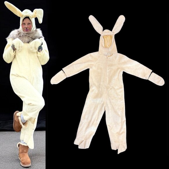 Vintage White Bunny Rabbit Costume w wired Ears Halloween Easter Short Adult - Picture 1 of 16